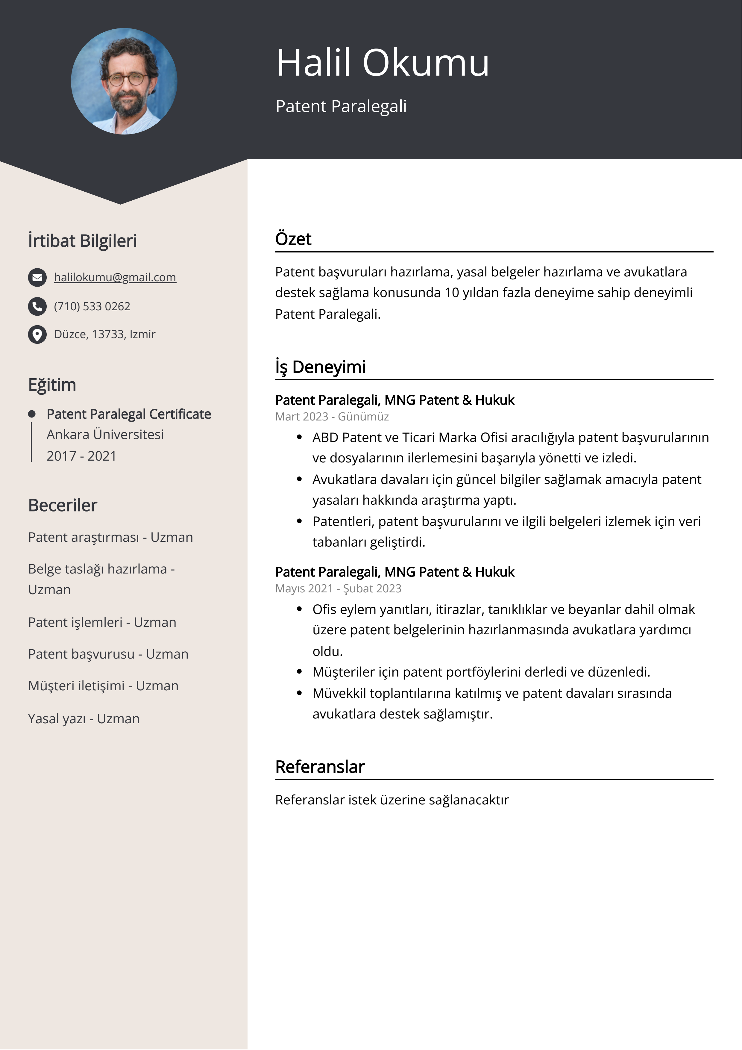 Patent Paralegalii Özgeçmiş Örneği